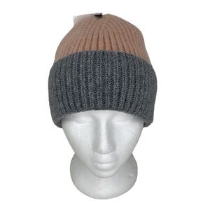 Styline Two Tone Blush Grey Beanie Knit One Size